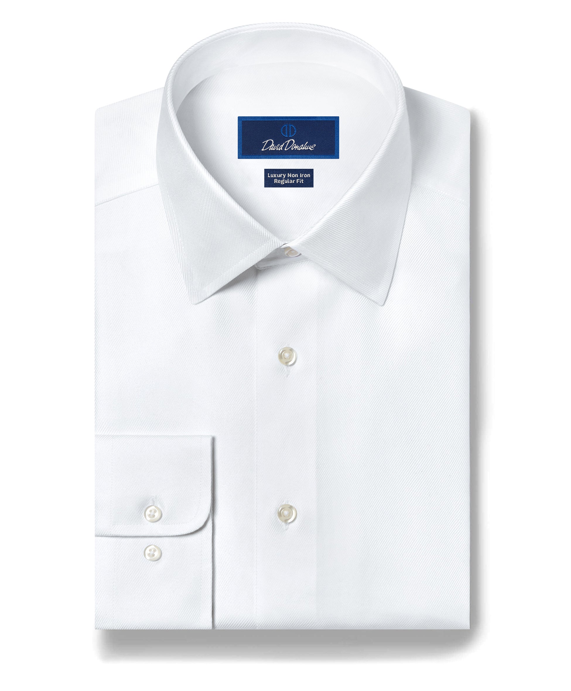 White & Blue Twill Check Stretch Dress Shirt