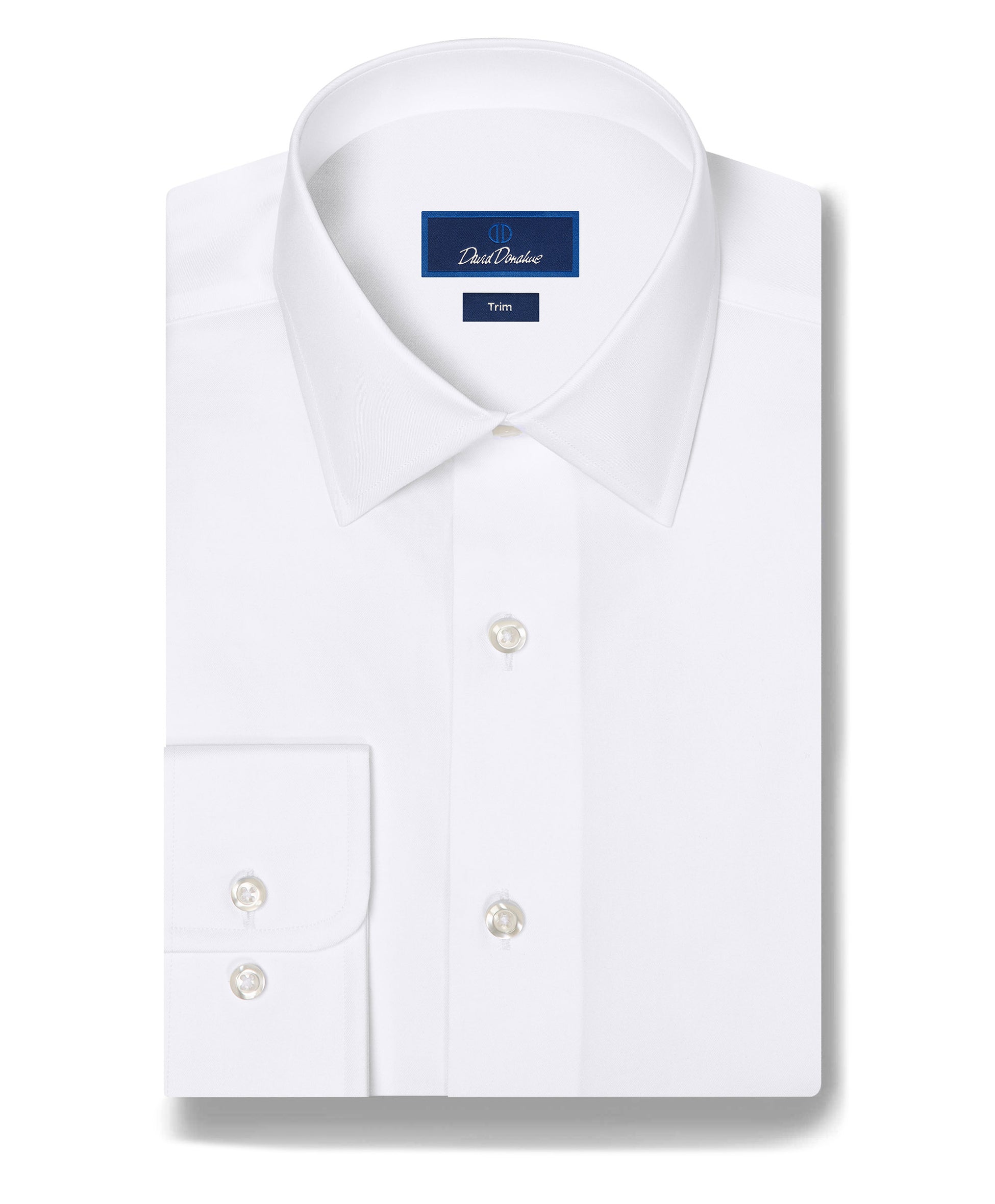 White & Blue Twill Check Stretch Dress Shirt