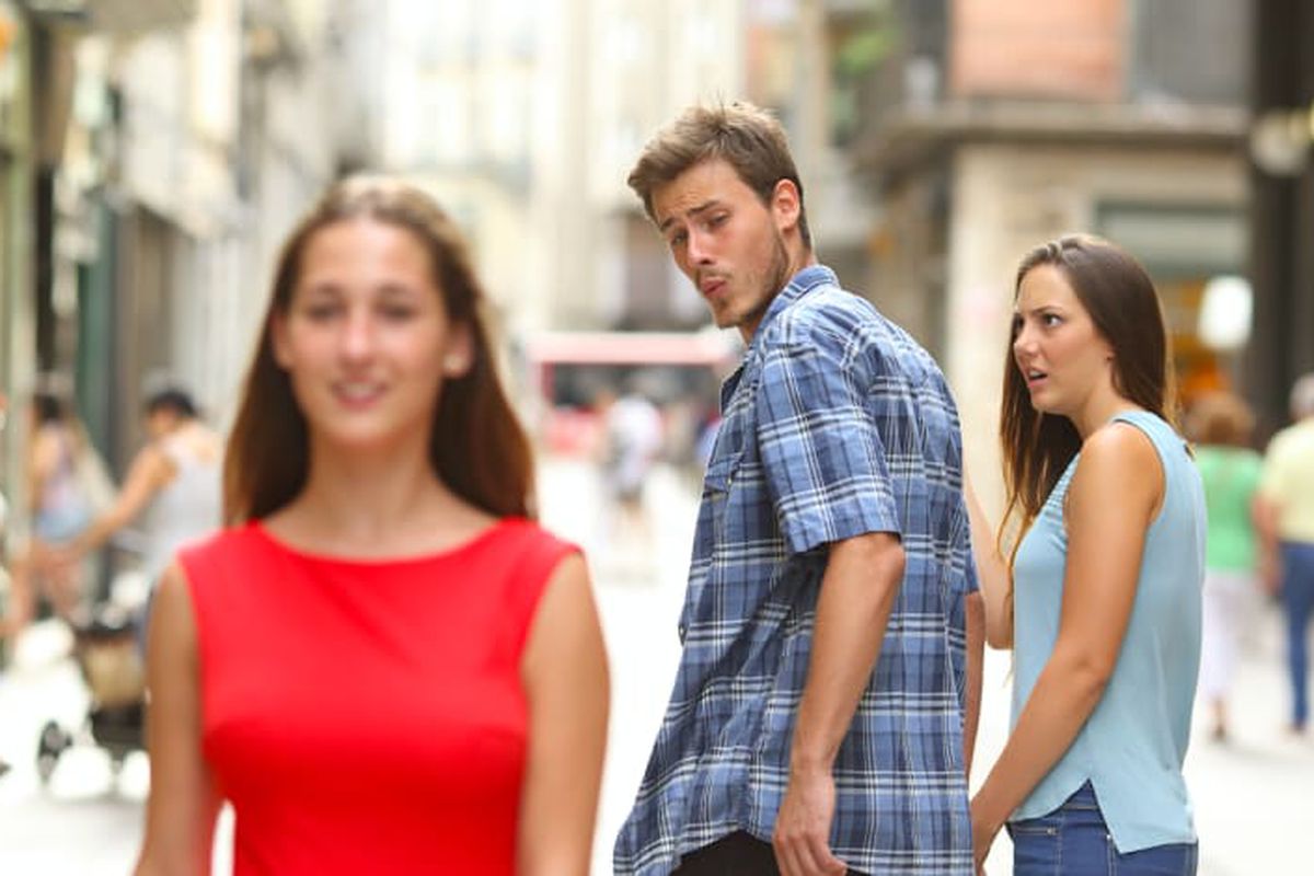 Distracted Boyfriend meme about David Donahue